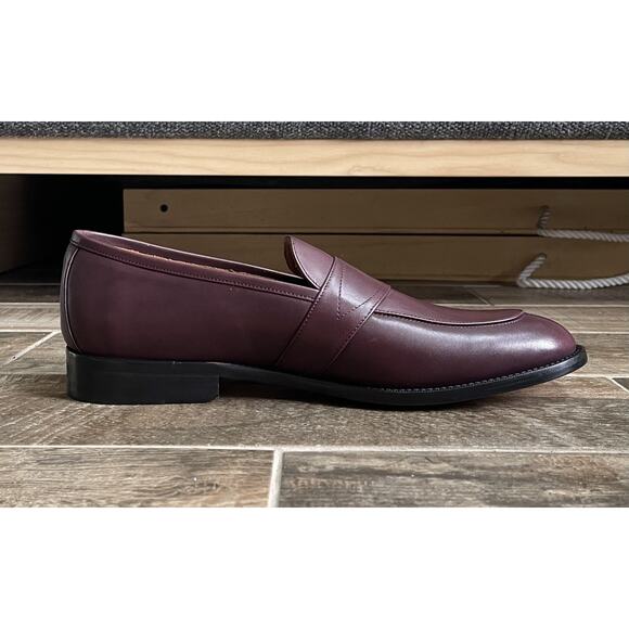 $950 NIB Nettleton Burgundy Leather Almond Toe Tassel Loafers Slip Ons Shoes 12D main image 4